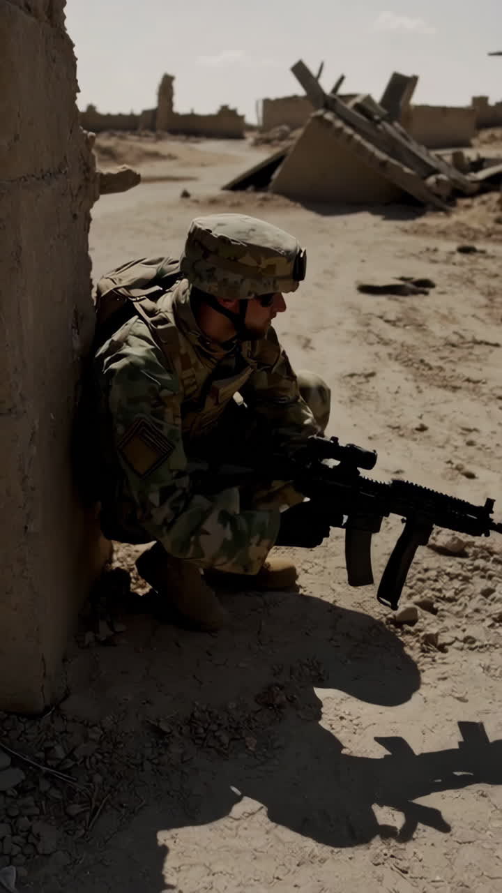 Soldier Patrol in a War Zone