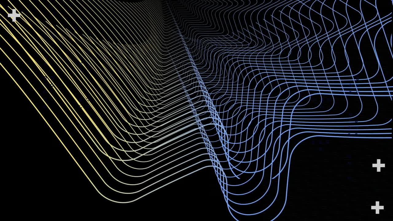 Animation of twist data connection waves moving against black background