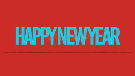 rolling happy new year text on red gradient