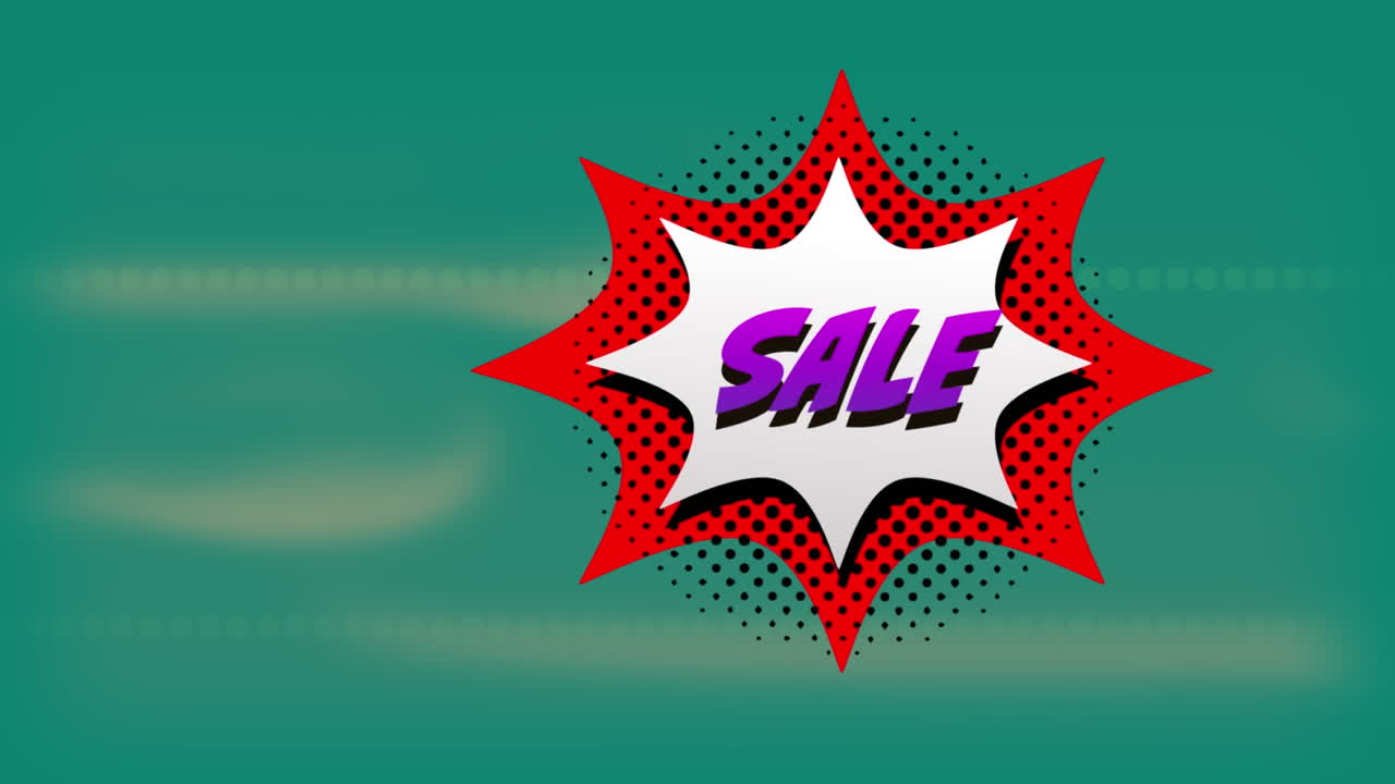 venta de texto sobre burbuja de discurso retro contra rastros de luz en fondo verde