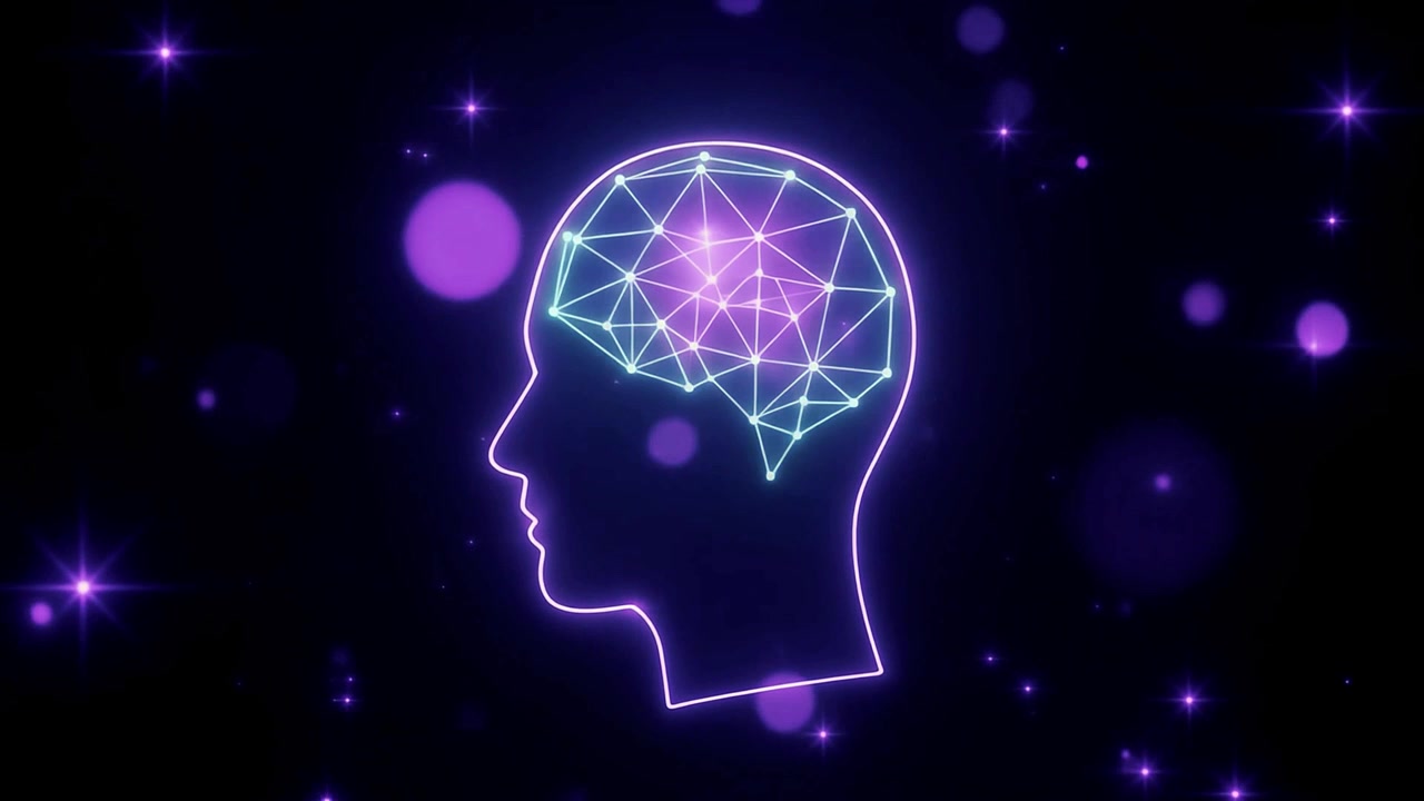 Artificial Intelligence Concept with Glowing Brain Network in Human Head