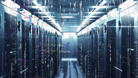 animazione dell'elaborazione dei dati digitali su server informatici