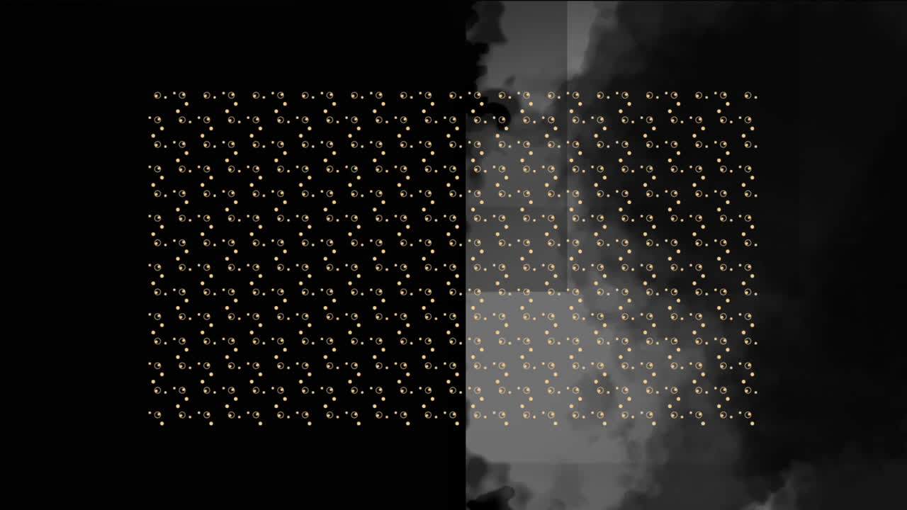 Animation of dots and green exploding smoke on black background