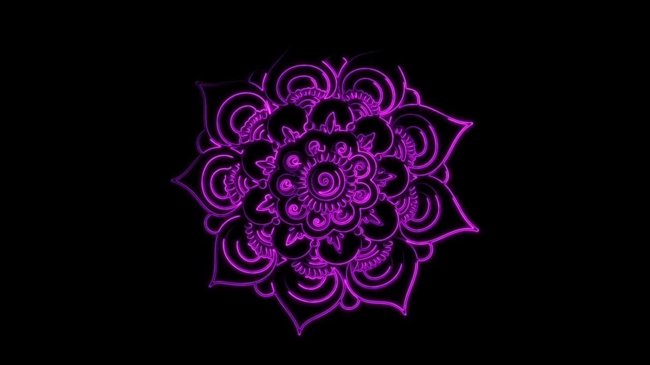 mandala abstract ornamento multicolor de neón línea de movimiento. 4k patrón de video mandala de la india.