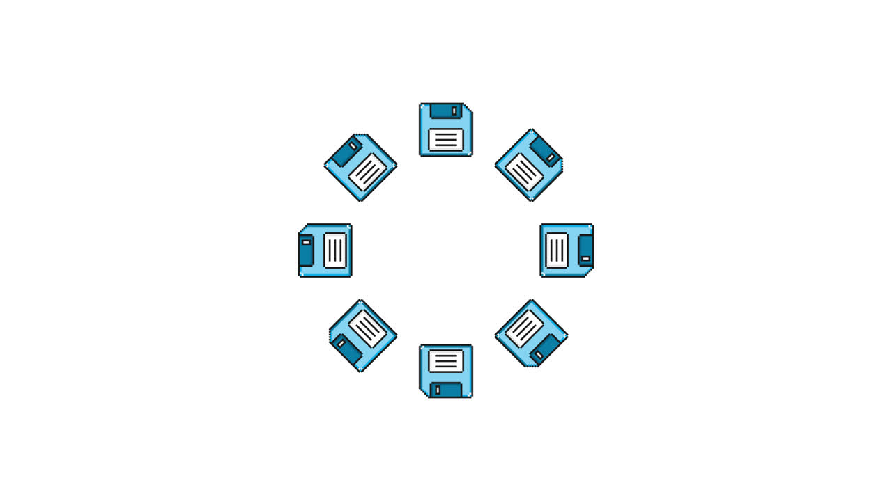 Pixel Art Floppy disc Spinning Animated Overlay Transparent 30fps (2)