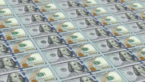 close-up dollar money printing animation business finance factory concept industry economy process. 3d render.