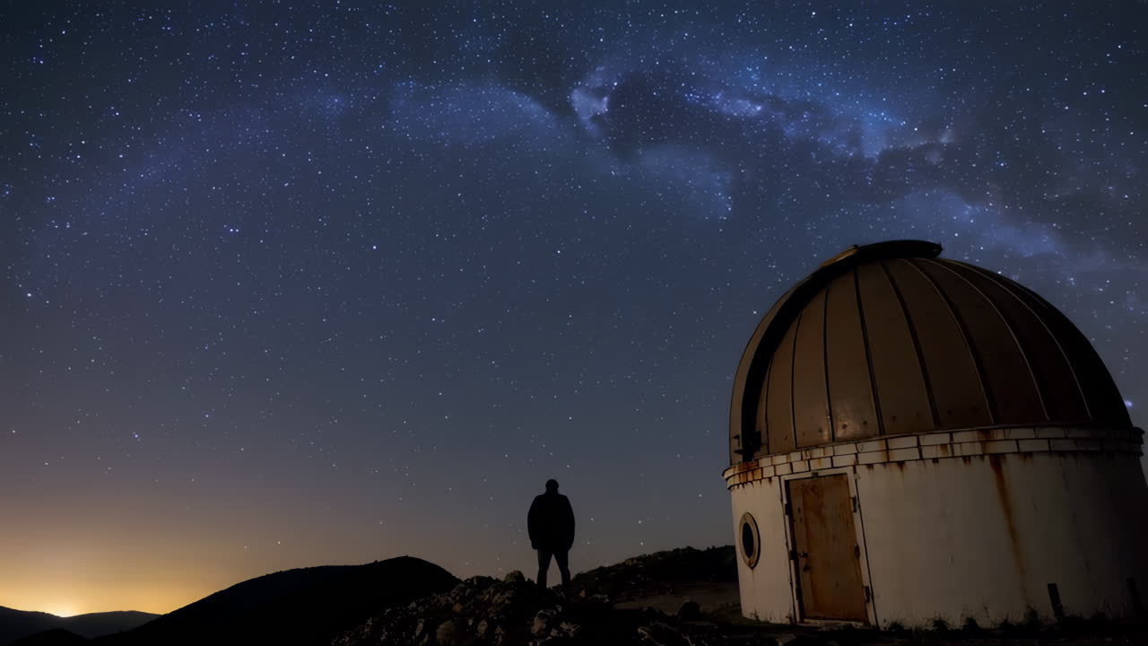 Observatory Under a Starry Night