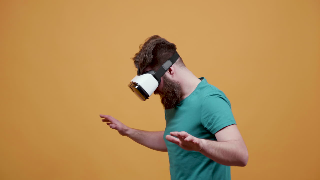 Man experiencing virtual reality with VR headset