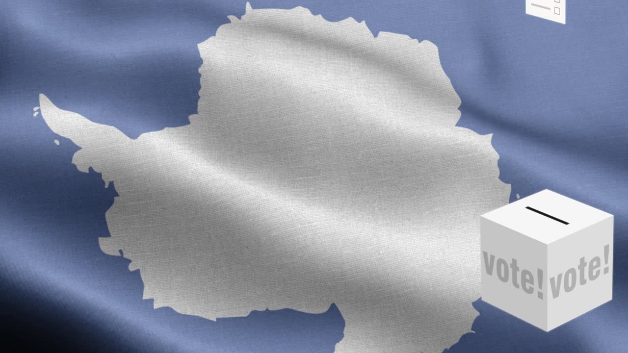 안타르티카를 위한 투표용지 선택 - 발 앞에 있는 투표용지 - 선거 - 투표 - 안타르틱의 발 - 안타르크티카 발 높은 세부 사항 - 국가 발 안타르트카 파동 패턴 루프 가능한 요소 - 직물 질감과 끝없는 루프