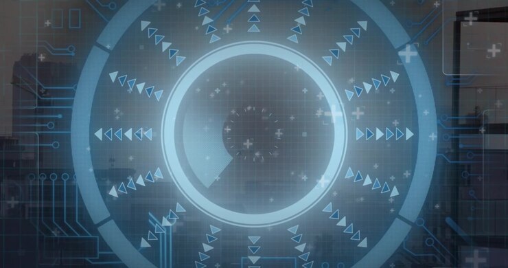 Digital HUD Interface Overlaying Urban Cityscape