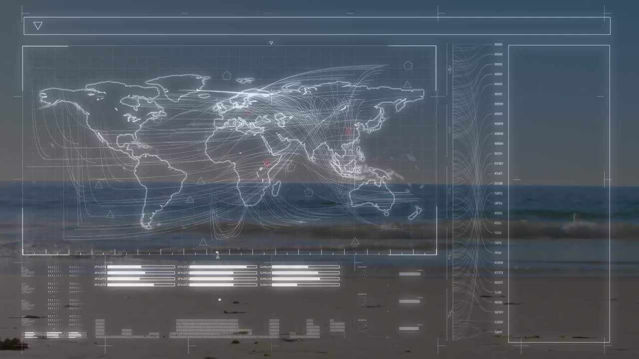 animación del procesamiento de datos sobre el hombre apto corriendo