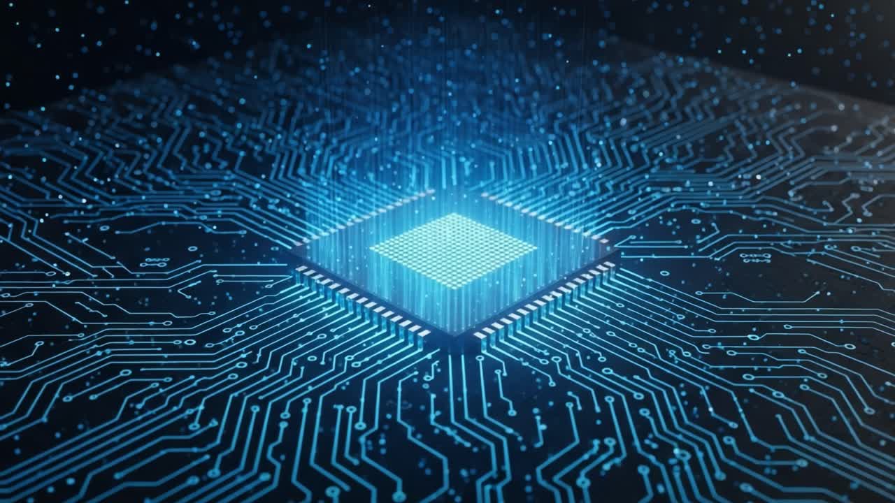 Exploring the Intricacies of Modern Technology Through the Vibrant Pulse of a Microchip Surrounded by Complex Circuit Patterns