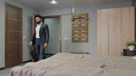 businessman in hotel room