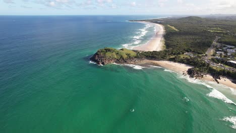 norries headland with cabarita beach and maggies beach in nsw, australia - drone shot