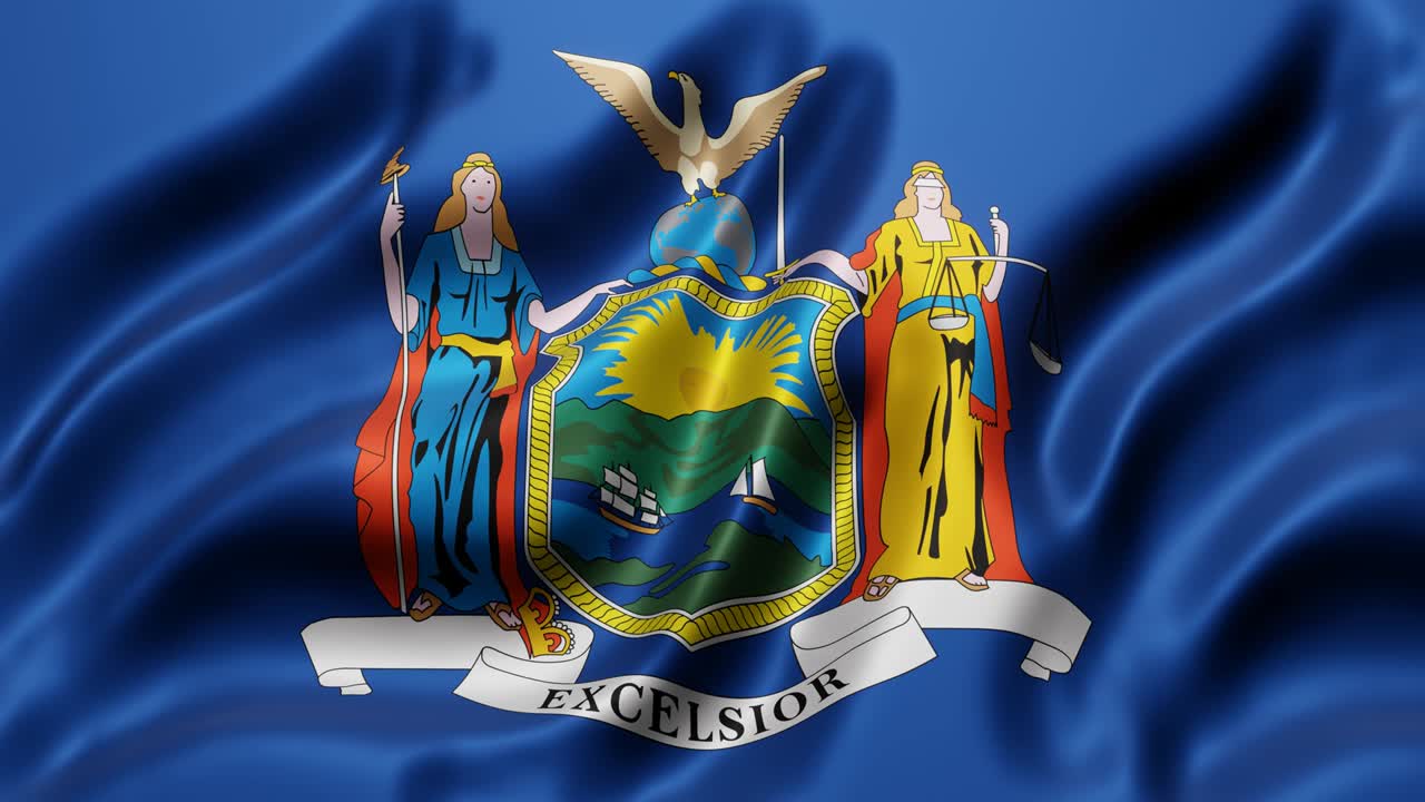 New York US State flag waving