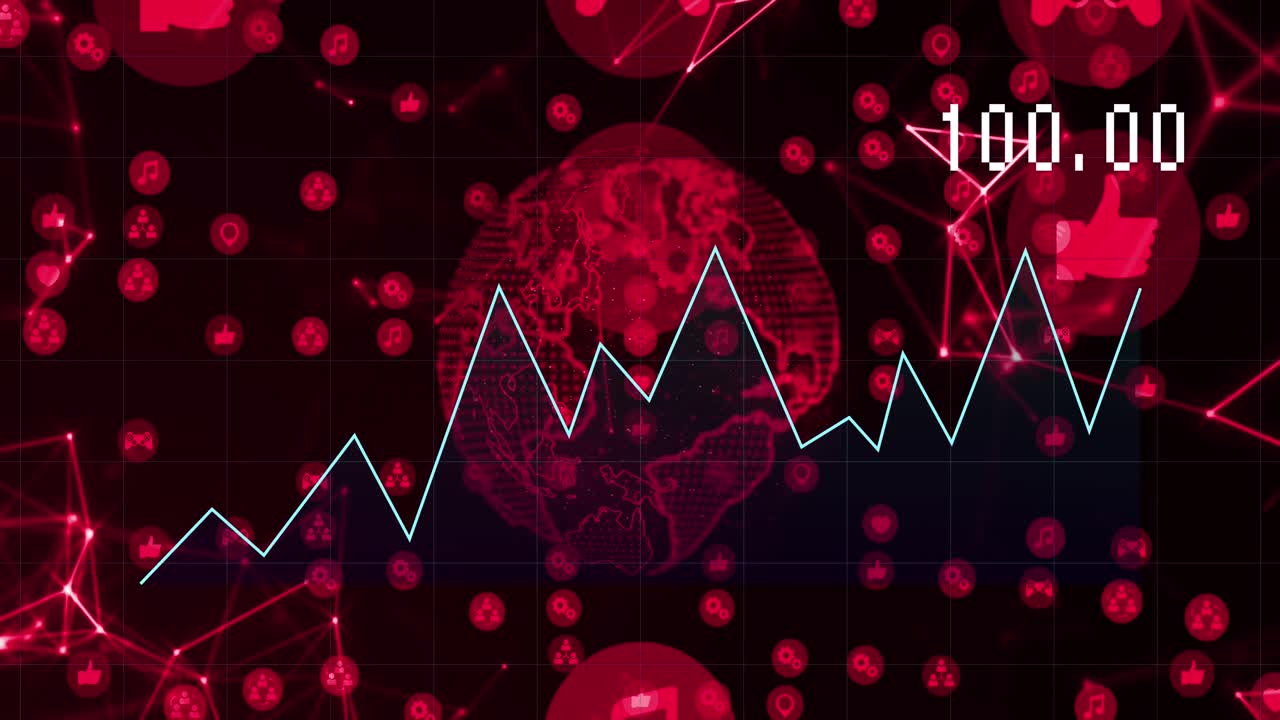 아이콘으로 전 세계에 대한 데이터 처리의 애니메이션