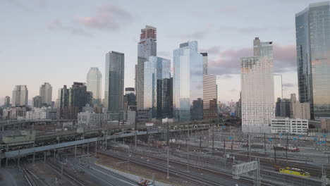 aerial view of long island city, queens. shot at sunrise during the autumn of 2024