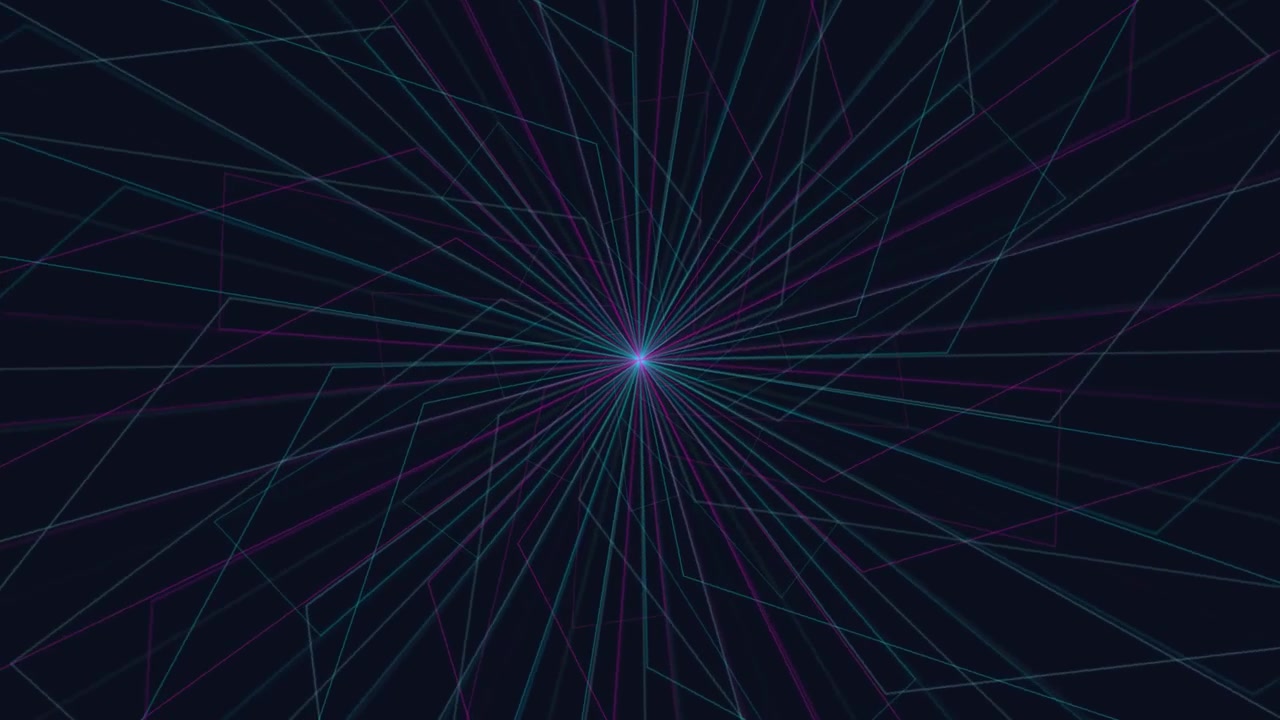 Linee geometriche astratte che ruotano attorno a un punto luce centrale