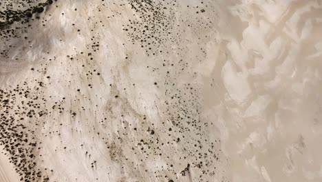 Formation-of-new-dunes-at-Zandmotor-beach,-aerial-top-down-view
