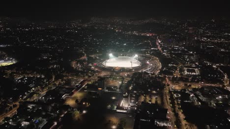 check out the unam's olympic stadium from above, all lit up at night in mexico city