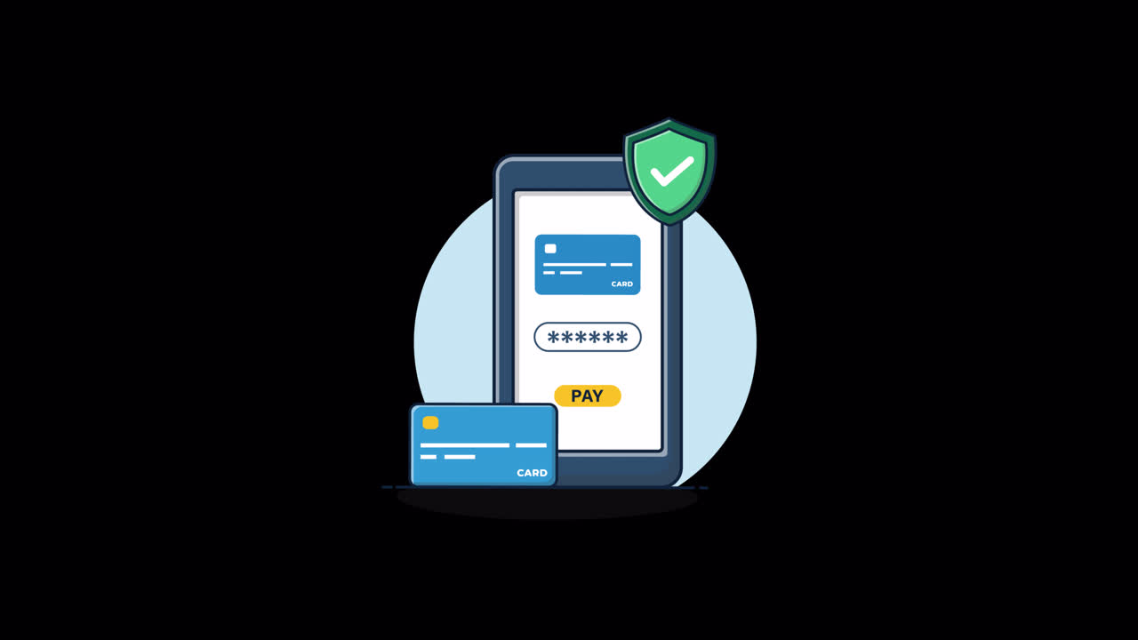 Animated Illustration of Secure Mobile Payment with Credit Card