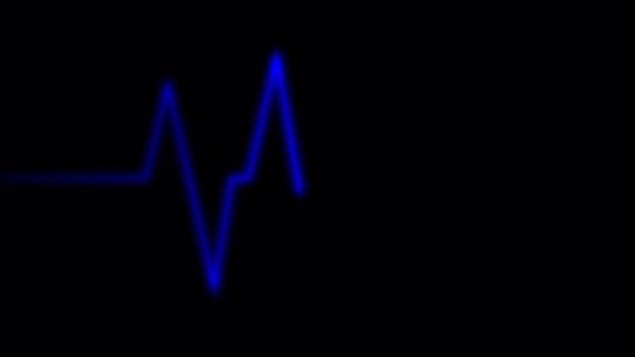 Animación de línea de frecuencia cardíaca ECG azul sobre fondo negro