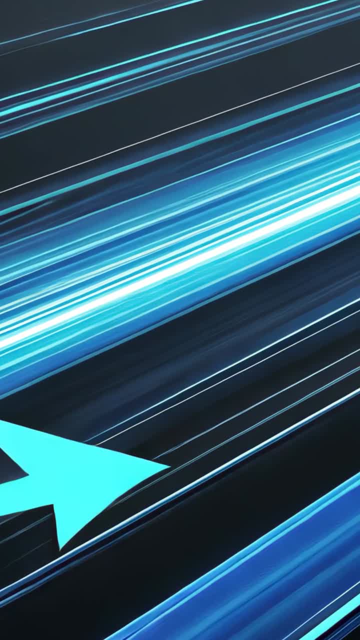 Vertical video: Intensifying streaks sparking cyan arrow gliding across scene for motion emphasis