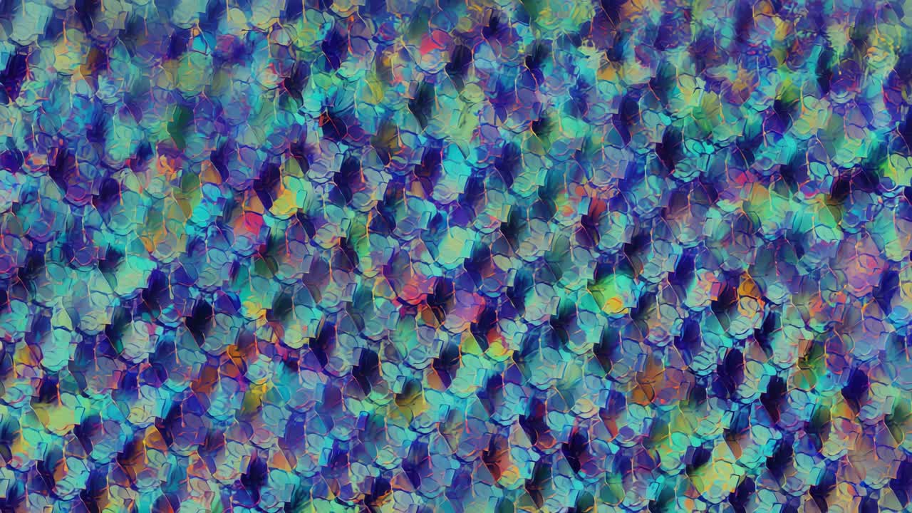 Looping mosaic pattern displaying vivid cell shapes across screen creating hypnotic effect