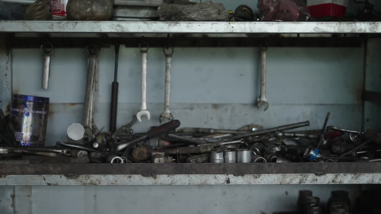 Messy Workshop Toolshelf