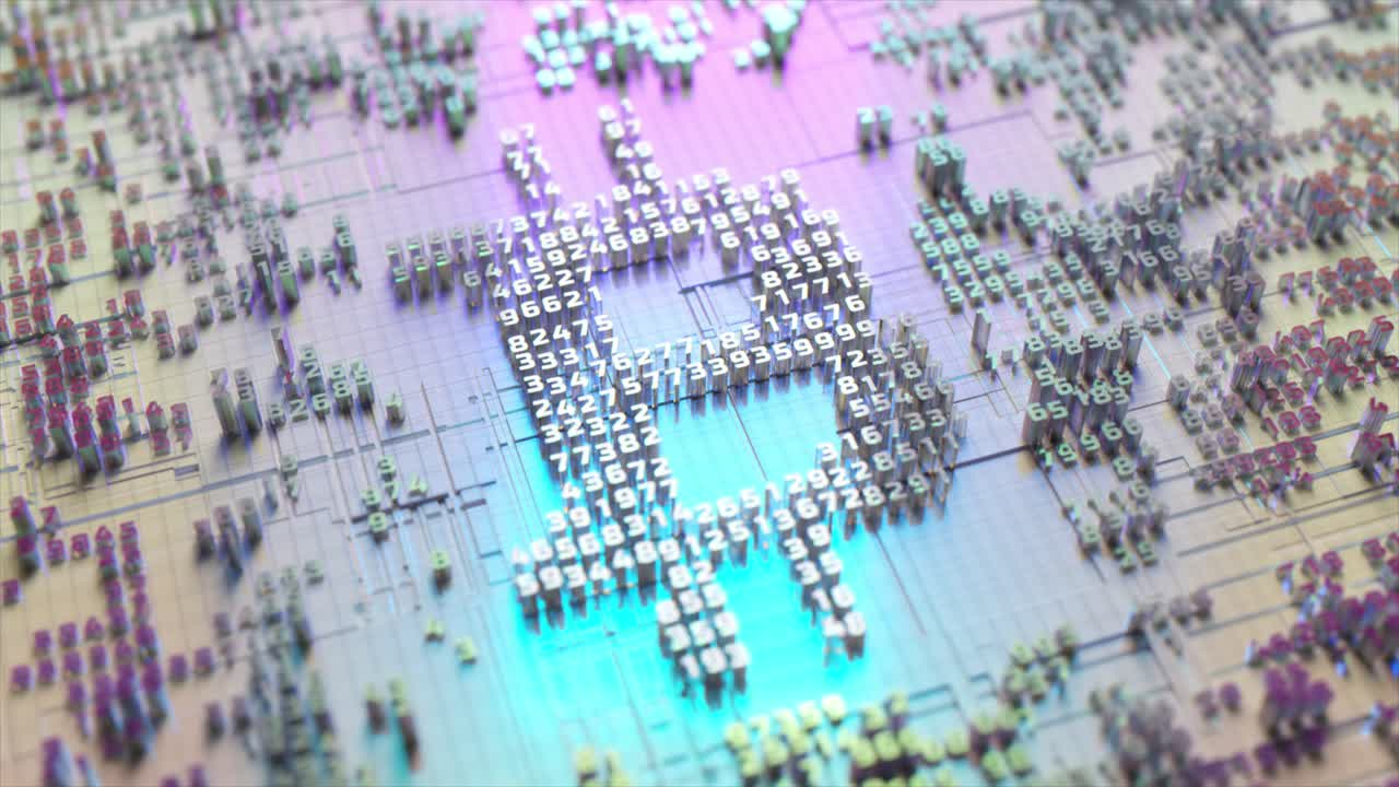 placa de circuitos abstractos con números brillantes