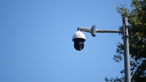 security camera on a pole against blue sky