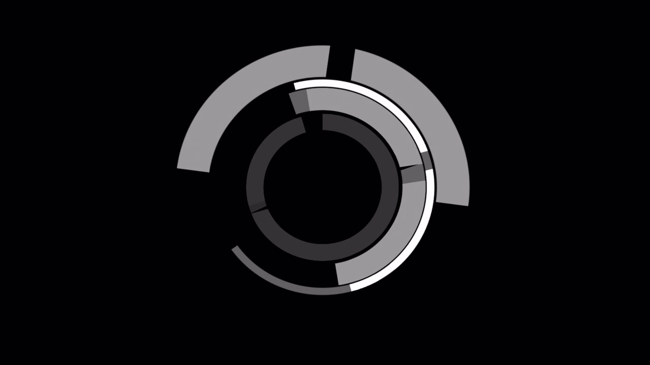 Abstract Digital Animation with Rotating Grayscale Arc Segments