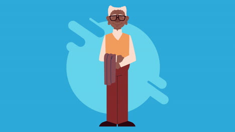 afro grandfather standing character animation