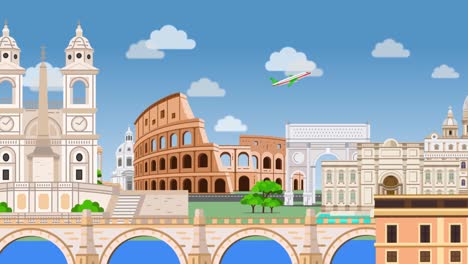 animation of the city sights of rome