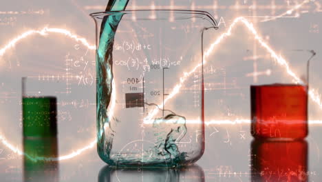 Animation of data processing over beakers