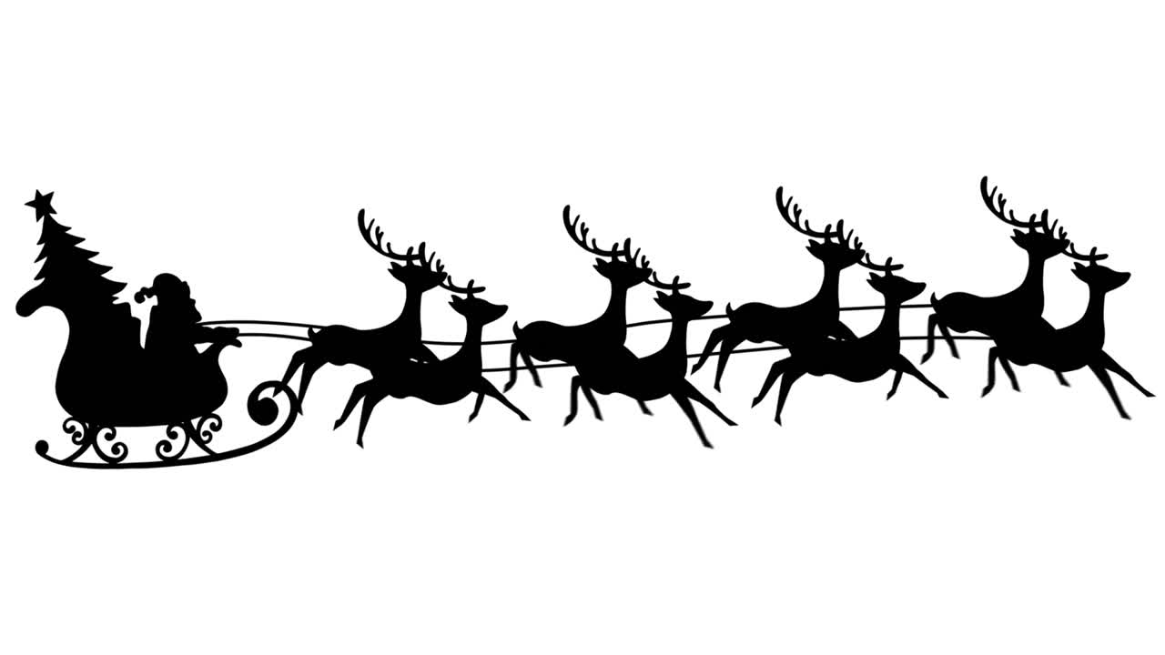 산타클로스의 검은 실루 ⁇ 의 디지털 애니메이션