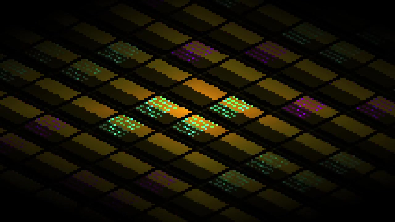 Abstract Isometric Grid with Pulsing Digital Light Patterns