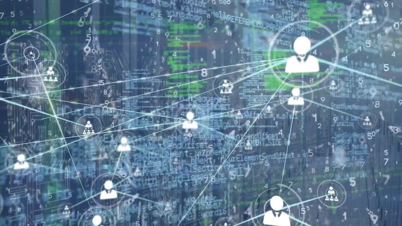Animation of network of connections over server room