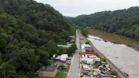 aerial view of a small town nestled in the appalachian mountains