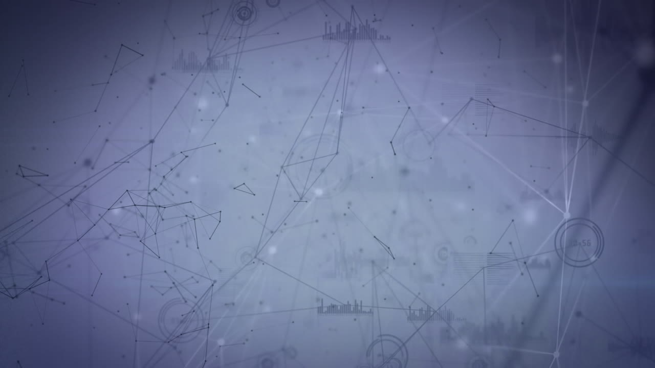 animación de una red móvil de conexiones sobre un fondo azul oscuro