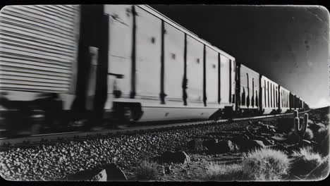 vintage black and white train in the desert