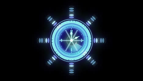 animación de escaneo de alcance con reloj sobre fondo negro