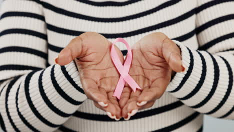 Breast-cancer,-medical-and-ribbon-with-hands