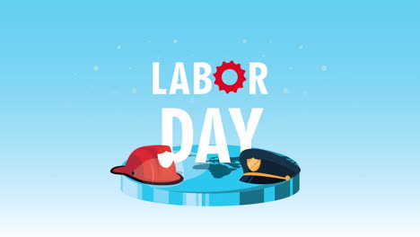 happy labor day celebration with earth planet and workers hats