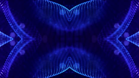 4k looped sci-fi 3d animación abstracta. las partículas azules brillantes forman líneas, estructuras simétricas como en el microworld o el espacio cósmico. para presentaciones de vacaciones, ceremonias como diseño de movimiento de bucle vj