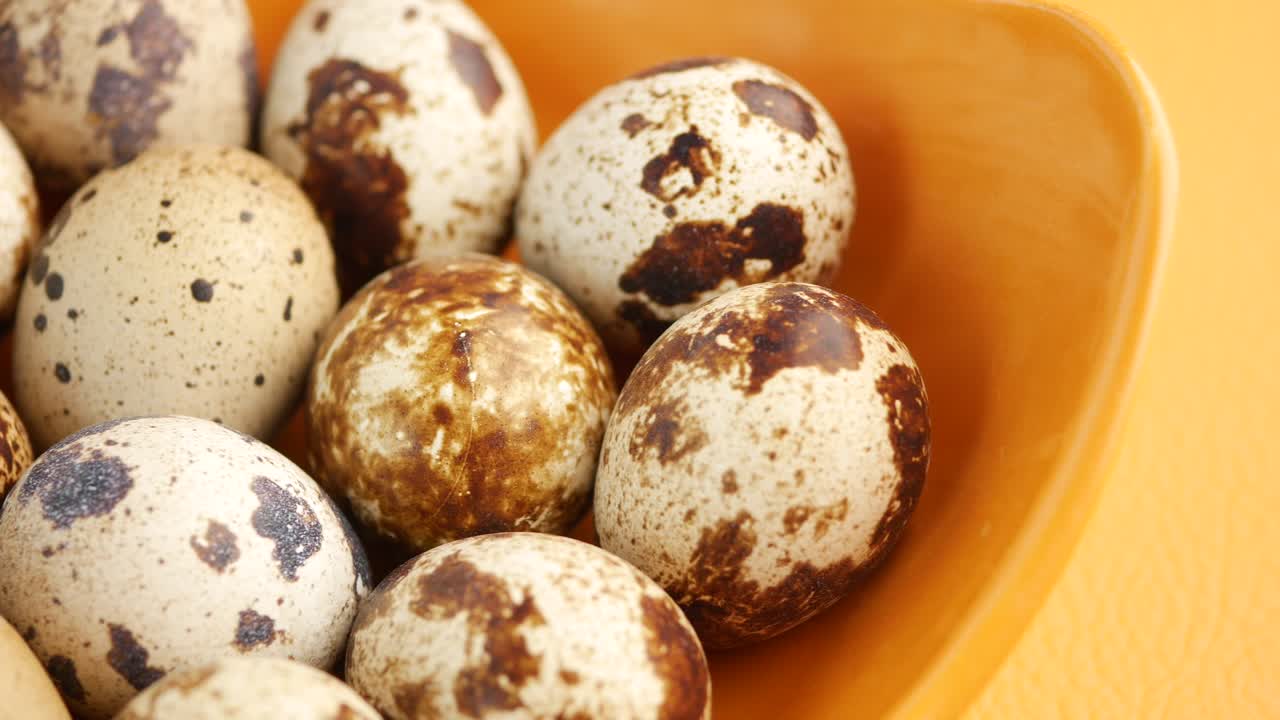 Quail Eggs in Orange Bowl