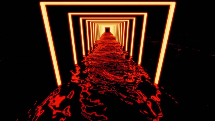 3D Render of a Glowing Red Tunnel