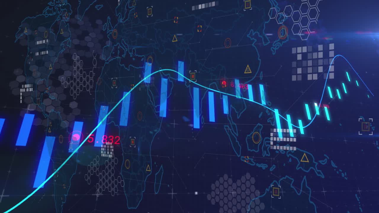 Animation of data processing over world map | Premium Stock Video Footage