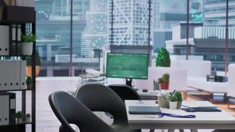 empty well equipped business office with computers used in recruitment process