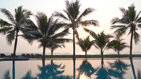 beautiful sunny morning in tropical resort swimming pool